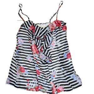 Xhilaration Floral Striped Camisole M Y2K Indie Sleaze Peplum Babydoll Tank Top